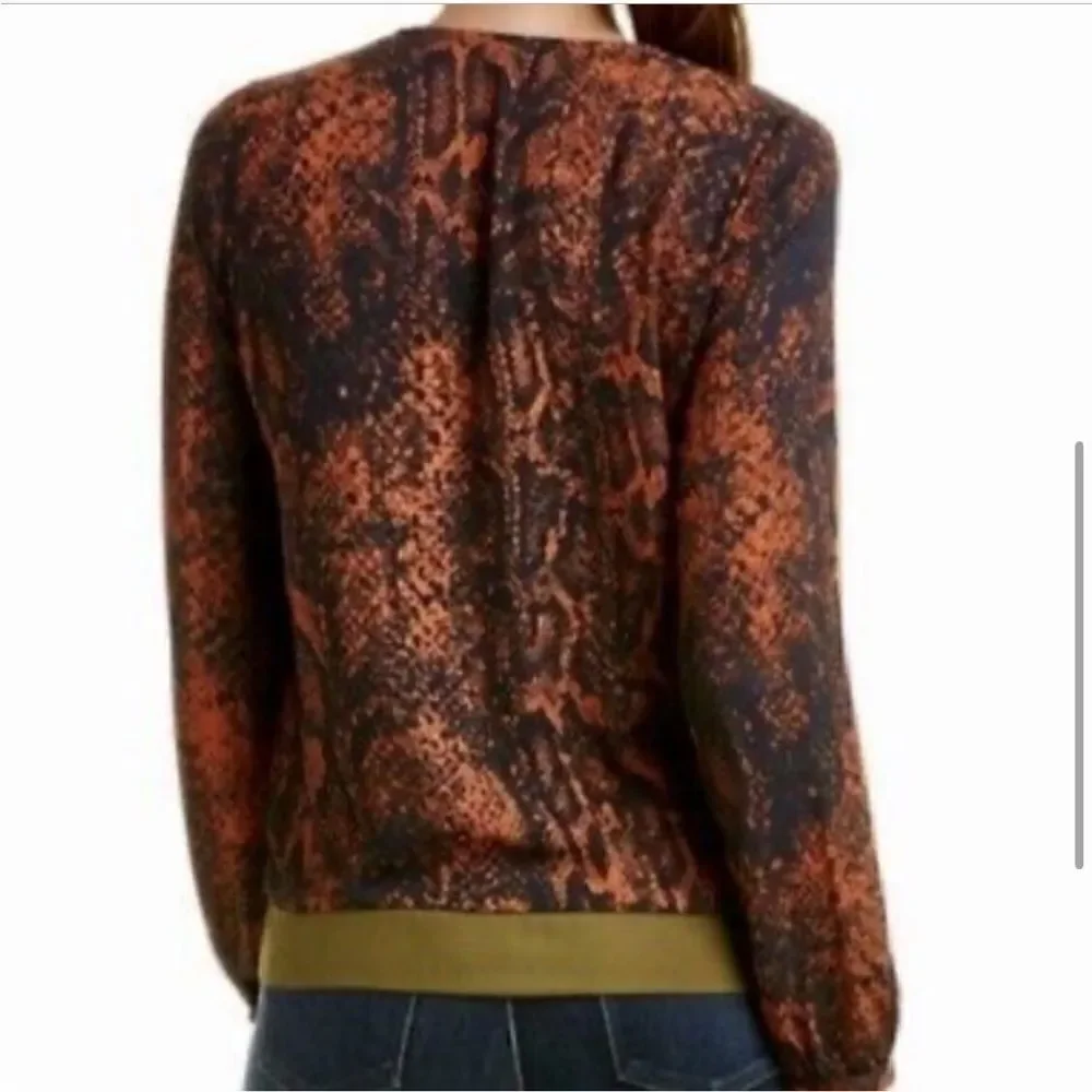 Cabi Border Wrap Snake Print Tie Blouse